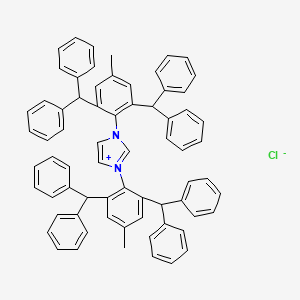 Molecular structure of 1,3-Bis(2,6-dibenzhydryl-4-methylphenyl)-1H-imidazol-3-ium chloride