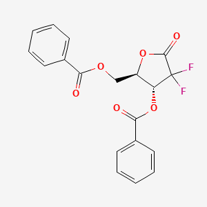 Molecular structure of 2-Deoxy-2,2-difluoro-D-erythro-pentafuranous-1-ulose-3,5-dibenzoate