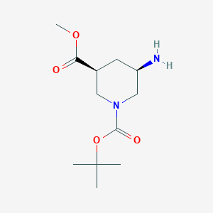 Molecular structure of 1-tert-Butyl 3-methyl (3S,5R)-5-aminopiperidine-1,3-dicarboxylate