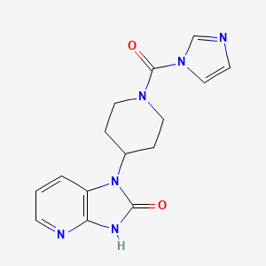 Molecular structure of 1-(1-(1H-imidazole-1-carbonyl)piperidin-4-yl)-1H-imidazo[4,5-b]pyridin-2(3H)-one