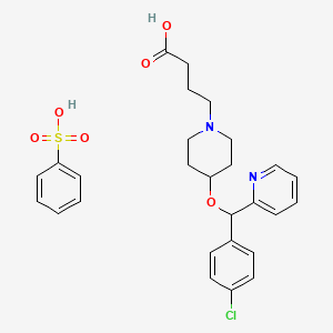 Molecular structure of 1-Piperidinebutanoic acid, 4-[(4-chlorophenyl)-2-pyridinylMethoxy]- (benzenesulfonate)(1:1)