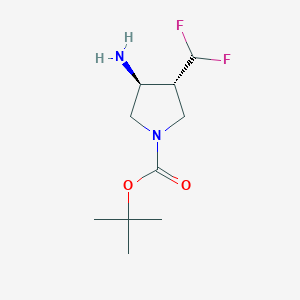 Molecular structure of tert-Butyl trans-3-amino-4-(difluoromethyl)pyrrolidine-1-carboxylate