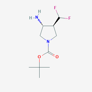 Molecular structure of tert-butyl (3R,4S)-3-amino-4-(difluoromethyl)pyrrolidine-1-carboxylate