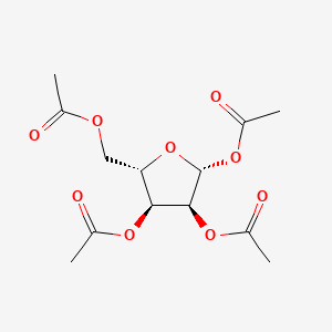 Molecular structure of (2R,3S,4S,5S)-5-(acetoxymethyl)tetrahydrofuran-2,3,4-triyl triacetate