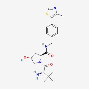 Molecular structure of (2S,4R)-1-[(2S)-2-amino-3,3-dimethylbutanoyl]-4-hydroxy-N-{[4-(4-methyl-1,3-thiazol-5-yl)phenyl]methyl}pyrrolidine-2-carboxamide
