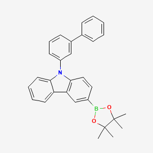 Molecular structure of 9-(1,1-biphenyl-3-yl)-3-(4,4,5,5-tetramethyl-1,3,2-dioxaborolan-2-yl)-9H-carbazole