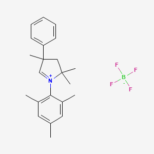 Molecular structure of 1-Mesityl-2,2,4-trimethyl-4-phenyl-3,4-dihydro-2H-pyrrol-1-ium tetrafluoroborate
