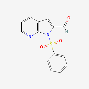 Molecular structure of 1-(phenylsulfonyl)-1H-pyrrolo[2,3-b]pyridine-2-carbaldehyde