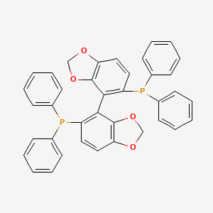 Molecular structure of 4,4′-Bi-1,3-benzodioxole-5,5′-diylbis(diphenylphosphine)
