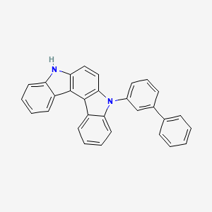 Molecular structure of 5-(1,1-biphenyl-3-yl)-5,8-dihydroindolo2,3-ccarbazole
