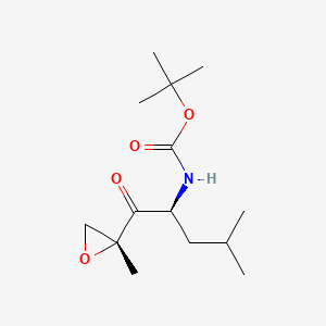 Molecular structure of 1,1-Dimethylethyl N-((1S)-3-methyl-1-(((2R)-2-methyl-2-oxiranyl)carbonyl)butyl)carbamate