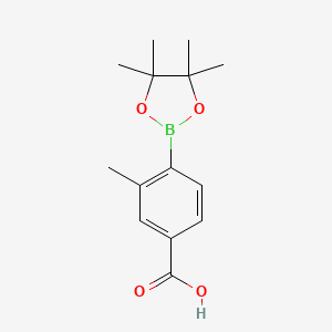 Molecular structure of 3-Methyl-4-(4,4,5,5-tetramethyl-1,3,2-dioxaborolan-2-yl)benzoic acid