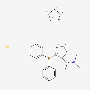 Molecular structure of (R)-(-)-N,N-Dimethyl-1-[(S)-2-(diphenylphosphino)ferrocenyl]ethylamine