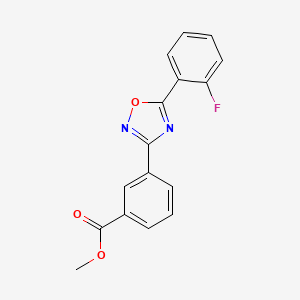 Molecular structure of Benzoic acid, 3-5-(2-fluorophenyl)-1,2,4-oxadiazol-3-yl-, Methyl ester