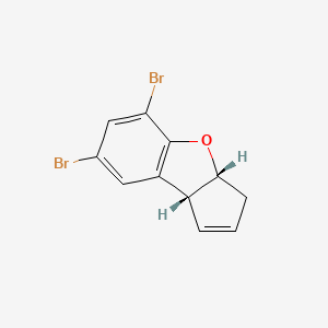 Molecular structure of (3aS,8bS)-5,7-dibromo-3a,8b-dihydro-3H-cyclopentabbenzofuran
