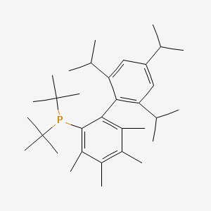 Molecular structure of Di-tert-butyl[3,4,5,6-tetramethyl-2′,4′,6′-tris(propan-2-yl)-[1,1′-biphenyl]-2-yl]phosphane