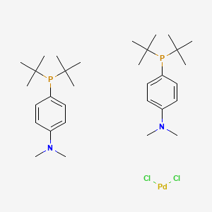 Molecular structure of Bis(di-tert-butyl(4-dimethylaminophenyl)phosphine)dichloropalladium(II)